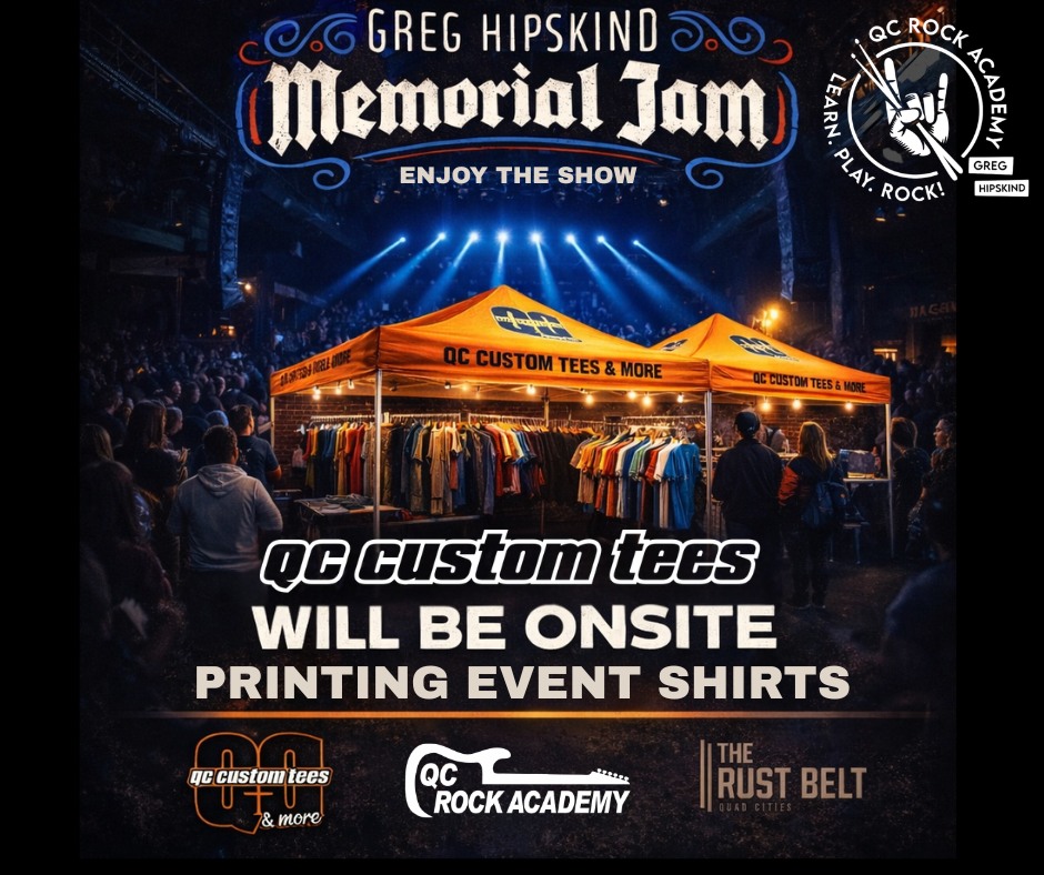 Onsite printing of custom event shirts by QC Custom Tees at Memorial Jam.