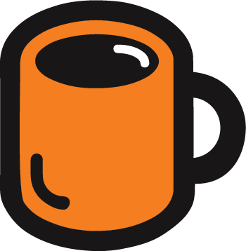 Bright orange coffee mug with black handle, ideal for custom apparel printing.